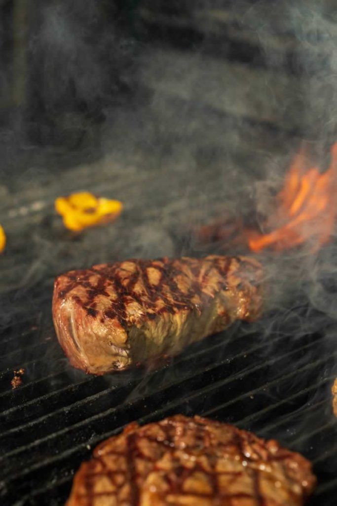 steak on fire